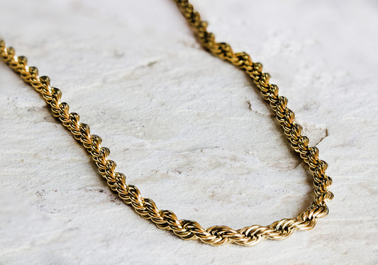 Classic twisted rope chain necklace in gold plating, Dahlia Jewels, a timeless piece of jewellery/jewelry, with free delivery in Nairobi, #gorgeouseveryday.