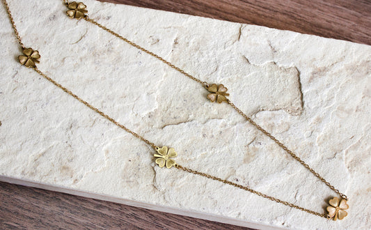 Elegant gold-plated necklace with flower details, a delightful piece of jewellery/jewelry by Dahlia Jewels, with free delivery in Nairobi, #gorgeouseveryday.